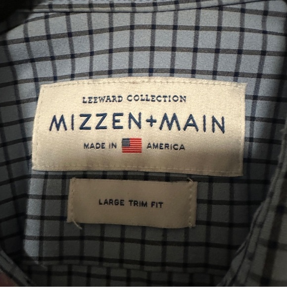 Mizzen + Main Leeward collection Blue Plaid L Trim Performance Button Up Shirt - Picture 2 of 7